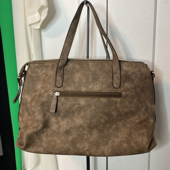 Gerry Weber | Woven Tan Brown Suede Looking Handbag - multi pocket - Picture 4 of 7